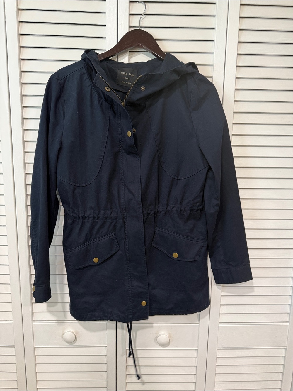 Love Tree Navy Hooded Utility Anorak Jacket